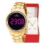 Relógio Champion Feminino Digital Led Dourado