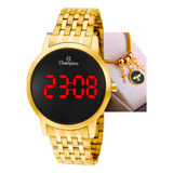 Relógio Champion Feminino Dourado Digital Led