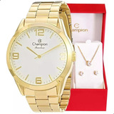 Relógio Champion Feminino Dourado Kit Colar