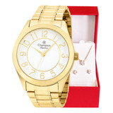 Relógio Champion Feminino Dourado + Kit