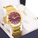 Relógio Champion Feminino Dourado Rosa +