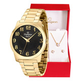 Relógio Champion Feminino Elegance Dourado Fundo