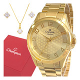 Relógio Champion Feminino Luxo Dourado Analógico Original