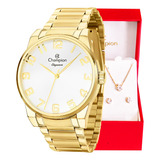 Relógio Champion Feminino Quadrado Dourado +