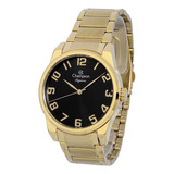 Relogio Champion Masculino Dourado Banhado Ouro 18k Cor Do Fundo Preto 3