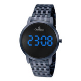 Relógio Champion Unissex Digital Led Ch40179a Azul Cor Do Fundo Preto