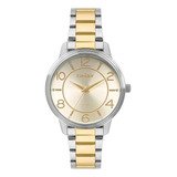 Relógio Condor Feminino Bicolor Co2035kri/k5d Prata Cor Da Correia Mista Cor Do Fundo Dourado