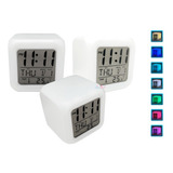 Relógio Cubo Digital Despertador Colorido 7