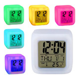 Relógio Cubo Digital Led Colorido Alarme