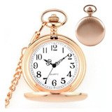 Relógio De Bolso Com Corrente Antigo Vintage Rose Gold Liso