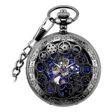 Relógio De Bolso Esqueleto Mecânico Antigo Com Corda,