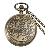 Relógio De Bolso Modelo Retro Antigo Bronze Com Corrente