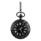 Relógio De Bolso Preto Antigo Vintage Em Números Romanos