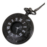 Relógio De Bolso Preto Antigo Vintage Em Números Romanos