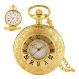 Relogio De Bolso Steampunk Corrente Dourado Original Antigo