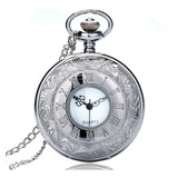 Relógio De Bolso Steampunk Prata Corrente Retro Vintage