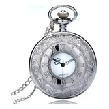 Relógio De Bolso Steampunk Prata Corrente Retro Vintage