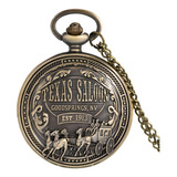 Relógio De Bolso Steampunk Texas Corrente Antigo Vintage Aço