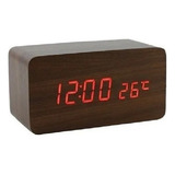 Relógio De Mesa Digital Tipo Madeira Elétrico Usb Som Alarme