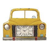 Relógio De Parede Carro Retrô Metal Amarelo 52 X 72