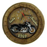 Relógio De Parede Grande Rústico Artesanal Harley Davidson