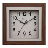 Relógio De Parede Herweg Quadrado Silencioso Madeira 660096 Cor Do Fundo Branco