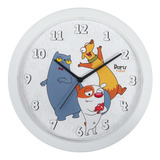 Relógio De Parede Infantil 6013 Analógico Boris Rufus Branco Cor Do Fundo Colorido