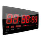 Relógio De Parede Led Digital Grande 46cm Termômetro Data