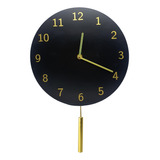 Relógio De Parede Redondo Com Pendulo Analógico 30cm