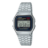 Relgio De Pulso Casio Vintage A159 Com Corpo Prateado Digital Para Sem Gnero Fundo Preto Com Correia De Ao Inoxidvel Cor Prateado Subdials De Cor Preto Ponteiro De Minutos segundos Preto 