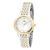 Relogio De Pulso Champion Feminino Pequeno Misto Analogico Cor Da Correia Mista Cor Do Bisel Dourado Cor Do Fundo Prateado