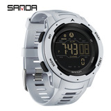 Relógio De Pulso Digital Sanda 2145 Com Corria De Tpu Cor Cinza - Fondo Preto