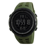 Relgio De Pulso Digital Skmei 1251 Com Corria De Poliuretano Cor Verde musgo Fondo Preto