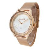 Relógio De Pulso Lince Lrrh160l-b1rx Com Corpo Rosê, Analógia, Para Feminino, Fundo Branco, Com Correia De Rosé Cor Rose, Bisel Cor Rose E Fivela De Gancho