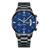 Relógio De Pulso Masculino Nibosi 2309 Preto Fundo Azul