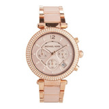 Relógio De Pulso Michael Kors Mk5896 Com Corria De Aço Inoxidável/acetato Cor Ouro Rosa