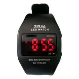 Relógio De Pulso Xinjia Sinka Xj-818 Com Corpo Preto, Digital, Para Sem Gênero, Com Correia De Silicone Cor Preto, Bisel Cor Preto E Fivela Simples