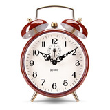 Relógio Despertador Cordas Retrô Herweg Cor Nogueira 2237 Cor Vermelho