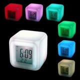 Relógio Despertador Digital Cubo Led Colorido