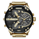 Relógio Diesel Masculino Mr. Daddy Dourado Dz7333/4pn Big Cor Do Bisel Preto Cor Do Fundo Preto