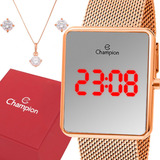 Relógio Digital Feminino Champion Dourado Prata