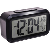 Relógio Digital Mesa Led Despertador Luz Noturna Pilha Cor Preto