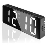 Relogio Digital Mesa Parede Despertador Espelhado Led Alarme