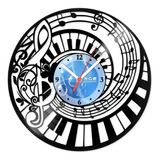 Relógio Disco De Vinil Música Piano Espiral - Vmu-071