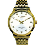 Relógio Feminino Dourado Atlantis Pequeno Com