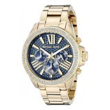 Relógio Feminino Michael Kors Mk6291 Cravejado E Banhado 18k Cor Da Correia Dourado Cor Do Bisel Dourado Cor Do Fundo Azul-marinho