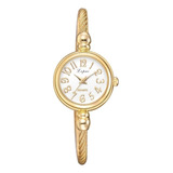 Relógio Feminino Mini Dourado Analógico Pulseira Ajustável Cor Do Fundo Branco