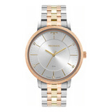 Relógio Feminino Technos Trend 2035mte/1k Brilho Bicolor Cor Da Correia Prateado Dorado Rosê Cor Do Bisel Rosê