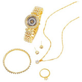 Relógio Feminino Watch Strass Pulseira Colar Set Conjunto