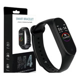 Relógio Inteligente Smartwatch Medidor Cardíaco Calorias M4 Cor Da Caixa Preto Cor Da Pulseira Preto Cor Do Bisel Preto